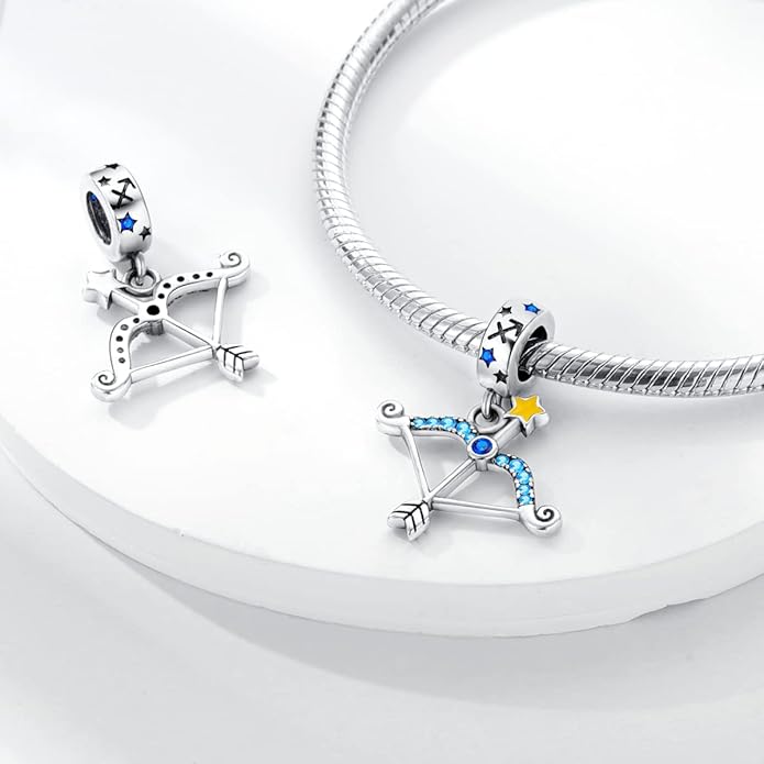 Parmuz Zodiac Sign Charms for Bracelet Necklace 925 Sterling Silver Charms 12 Constellation/Horoscope Star Dangle Birthstone Beads, Birthday Jewelry Gifts for Women Men