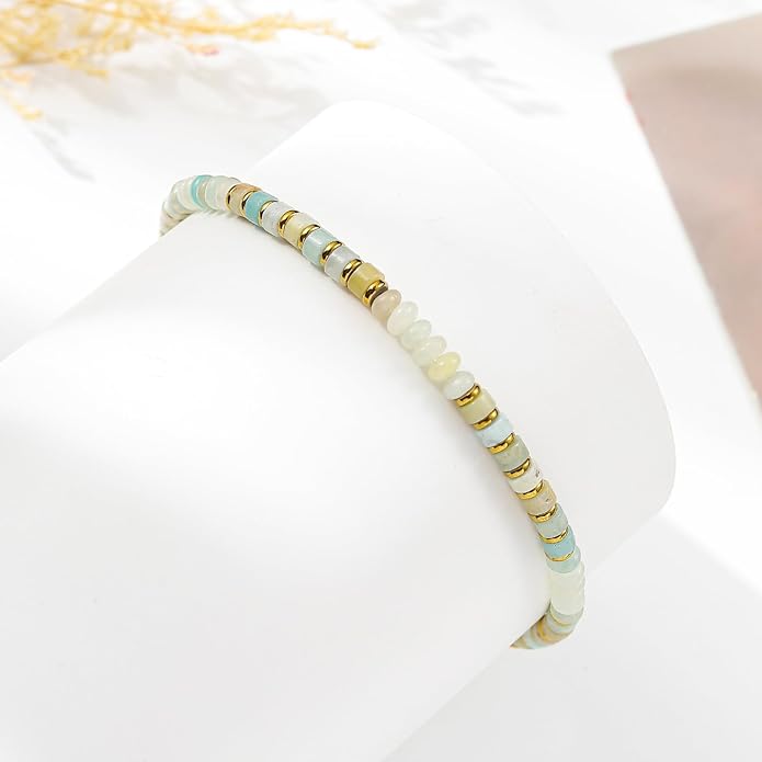 XIJIN Natural Stone Beaded Anklets for Women Handmade Beach Boho Turquoise Beads Ankle Bracelet Jewelry Gift for Her