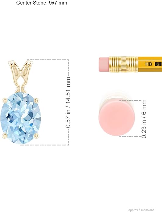 Angara Natural Aquamarine Solitaire Pendant for Women | Vintage in 14K Solid Gold/Platinum With 18" Chain | March Birthday, Anniversary, Gemstone Jewelry Gift
