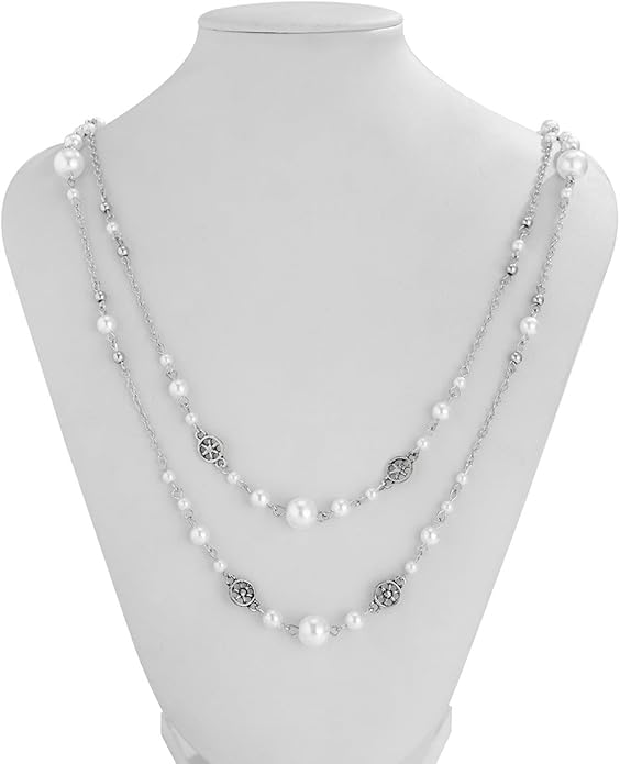 Long Pearl Necklaces for Women Pearl Long Chain Necklace Dainty Gold And Long Pearl Necklaces Layered Pearl Necklace Statement Sweater Strand Chain Jewelry