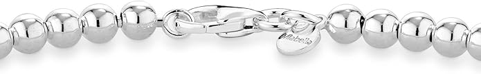 Miabella 925 Sterling Silver Italian Handmade 4mm Bead Ball Strand Chain Bracelet for Women, Made in Italy