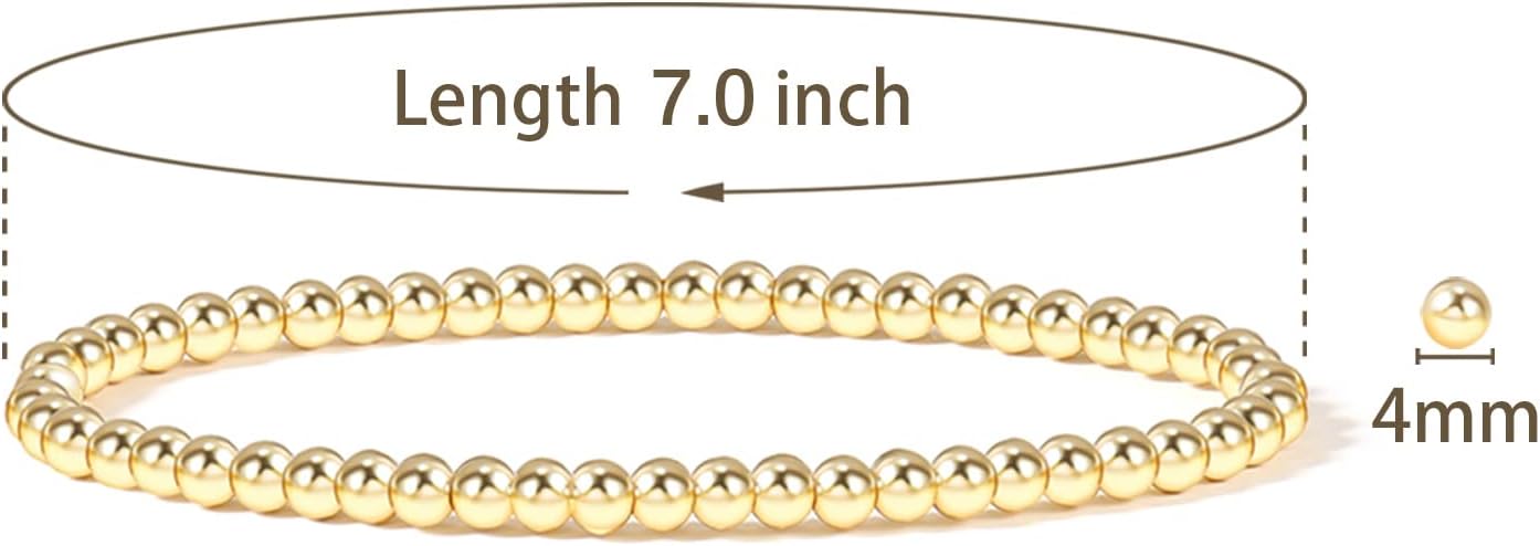 Elegance 11 designs 14K Gold Plated Bead Ball Bracelet Stretchable Elastic Gold Beaded Bracelets for Women