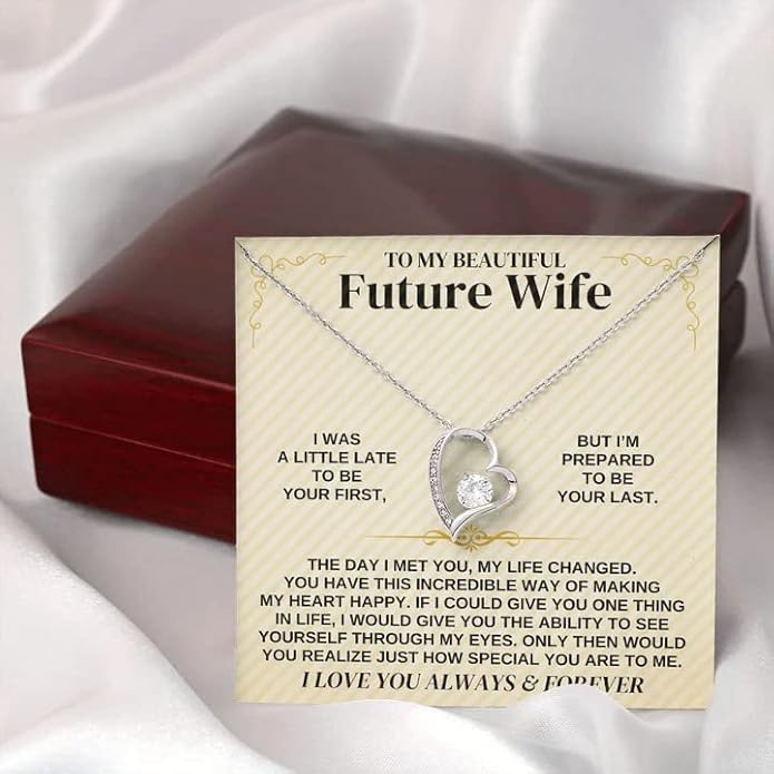 To My Future Wife Necklace - Promise Necklace For Her, Fiance Gifts For Her, Birthday Gifts For Future Wife With Message Card, To My Soulmate Necklace For Women Women Romantic Jewelry With Message Card, Gift Box