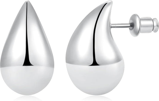 Gacimy Teardrop Earrings Dupes for Women 14K Gold Plated, Chunky Drop Earrings for Women with 925 Sterling Silver Post