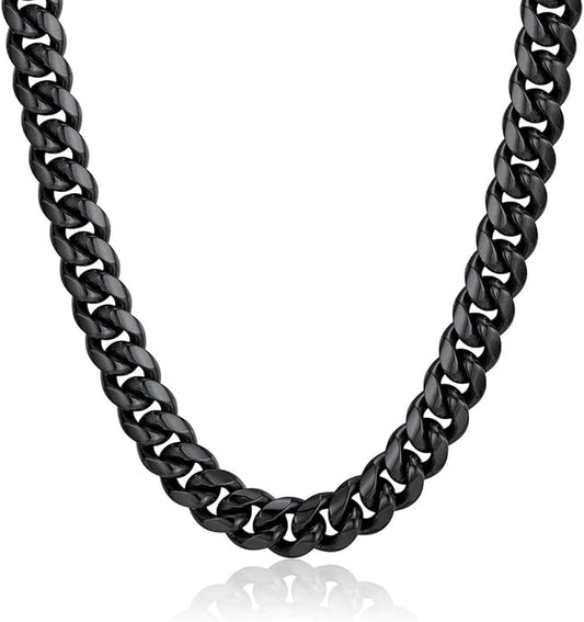 ChainsPro Chunky Miami Cuban Link Chains for Men,Stainless Steel Cuban Chain Necklace,4.8/6/10/14mm Width,No Tarnish& Thick Hip Hop Jewelry,18-30 inch Length, Black/Gold Plated/Silver,Send Gift Box