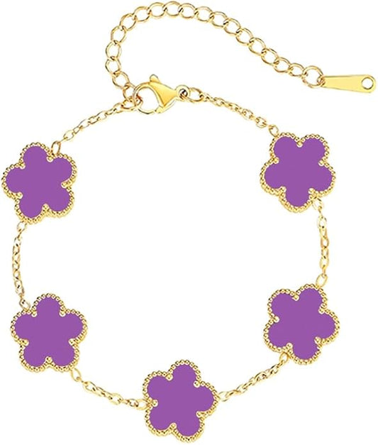 18K Gold-Plated Four Leaf Clover Bracelet for Women,Adjustable lucky Bracelet Set Jewelry Gift-Hypoallergenic Charm for Birthdays, Wellness & Daily Wear