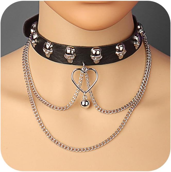 QWALIT Black Choker Necklace - Gothic Leather Choker for Women & Men - Punk Accessories for Festival, Party, Halloween, Cosplay