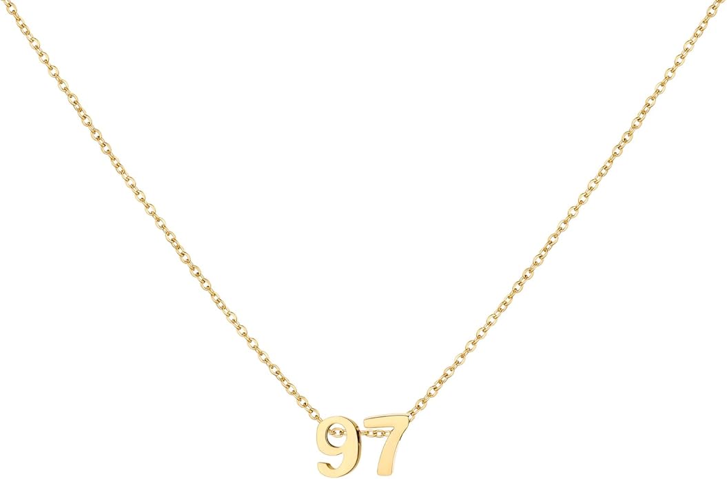 Number Necklace for Women Dainty 18K Gold Plated Pendant Necklace Charm Birth Month Personalized Jewelry Birthday Gift