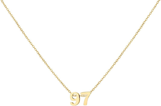 Number Necklace for Women Dainty 18K Gold Plated Pendant Necklace Charm Birth Month Personalized Jewelry Birthday Gift