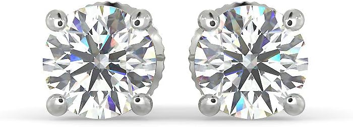 Natural Real Diamond Studs Earrings with Secure Screw Back for Women and Men, 14K Gold Round-Cut Diamond Stud Earrings