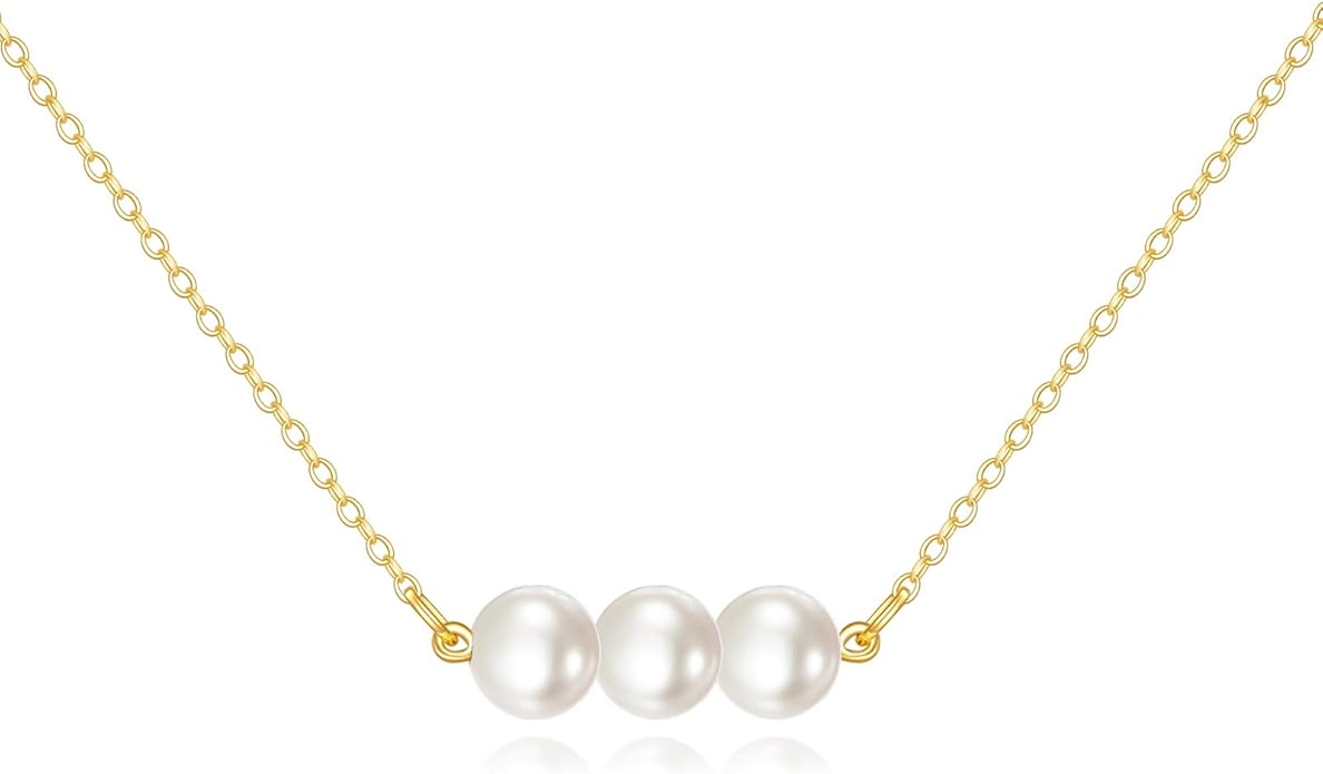KECHO 14K Real Gold Freshwater Cultured Pearl Pendant Necklace 14K Solid Gold Jewelry Anniversary Birthday Gifts for Women