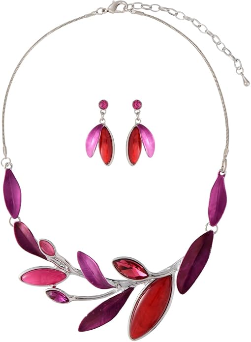 Vintage Chunky Statement Jewelry Set Retro Leaf Floral Geometric Bohemian Boho Bib Necklace Earring Set Fashion Costume Jewelry for Women Girls Wedding Party Prom Unique Gift