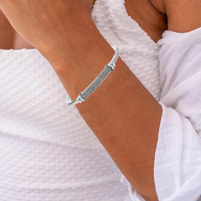 Twisted Cable Bangle Bracelet for Women Gold Plated Lightweight Adjustable Open Cuff Vintage Chunky Jewelry Gift for Her Mom Sister Birthday Christmas