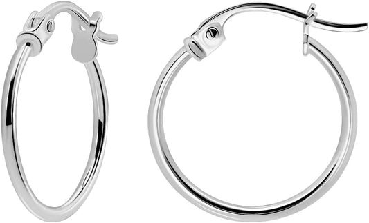 SEA OF ICE 925 Sterling Silver Hoop Earrings for Women - Hypoallergenic Earrings for Women in Sterling Silver, Yellow Gold, Rose Gold or Black Rhodium | Sizes 12MM, 15MM, 20MM or Multipack
