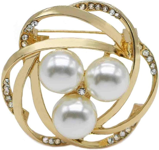 Crystal Pearl Flower Brooches Pins Fashion Beautiful Created Rhinestone Floral Brooch Good Idea for Party Dance Wedding Banquet for Elegant Women Girl