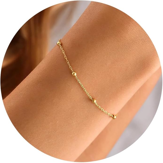 Moodear Stackable Bracelets for Men - Dainty 925 Sterling Silver/14K Gold Plated Cuff Snake Box Cuban Link Chain Bangle Bracelet Set Mens Jewelry