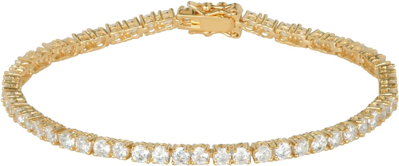 Amazon Essentials Plated Sterling Silver Round Cut Cubic Zirconia Tennis Bracelet