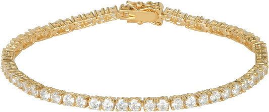 Amazon Essentials Plated Sterling Silver Round Cut Cubic Zirconia Tennis Bracelet