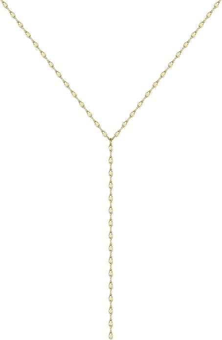Gold Y Necklace for Women 14K Gold Plated Y-Shaped Drop Necklaces CZ Long Necklace Cubic Zirconia Pendant Layered Long Lariat Necklace Women Jewelry