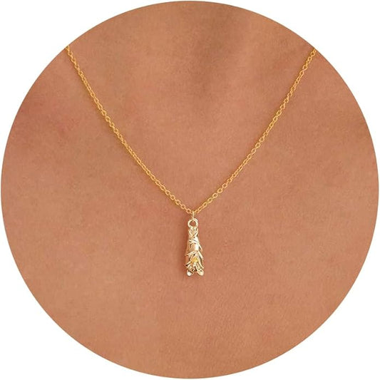 Gold Necklace for Women-14K Gold Plated Bow,Dragon,Shell, Palm Tree, Seahorse, Conch Shell,Sardines, Cowboy Boot,Bat,Bunny Pendant Beachy Jewelry for Women Gifts
