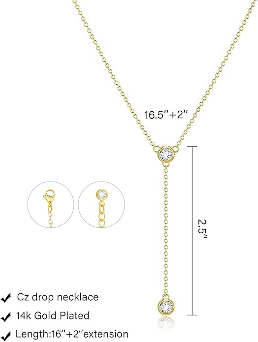 Lariat Gold Necklace for Women Trendy Dainty 14k Gold Plated/Silver Layered Chain Drop Necklaces Y-Shaped Necklace Jewelry for Women Gifts