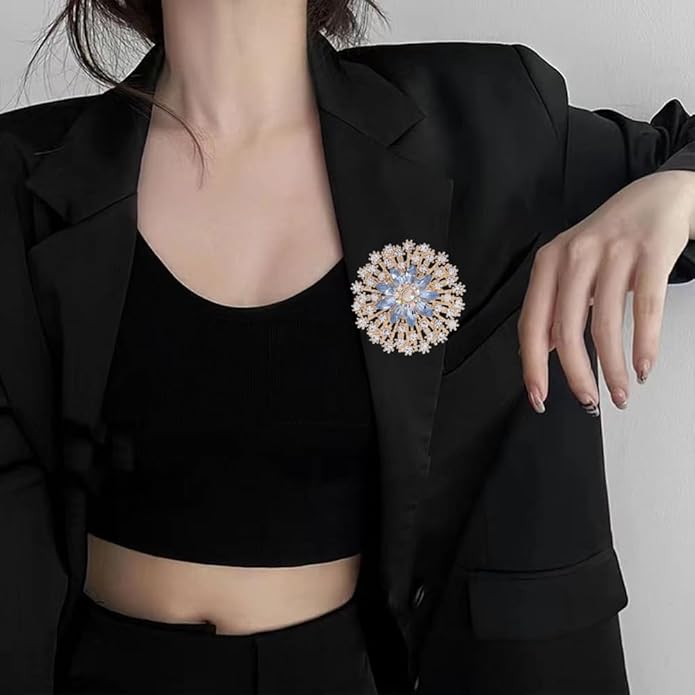 Rhinestone Flower Brooch Pin for Women Red Black Purple Flower Broochs Pin Hat Christmas Brooch Jewelry