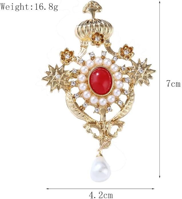 JKQBUX Versailles series Baroque elegant Brooches Pin for Women Men Girls Retro Court Pearl Corsage Pin delicate accessory