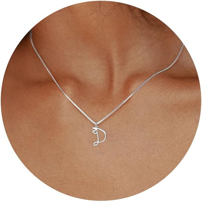 Initial Necklaces for Women Trendy, Dainty Silver Letter Necklace Cute Pendant Choker Name Necklace Personalized Costume Monogram Silver Jewelry Necklace for Women Valentines Gifts