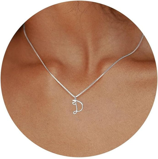 Initial Necklaces for Women Trendy, Dainty Silver Letter Necklace Cute Pendant Choker Name Necklace Personalized Costume Monogram Silver Jewelry Necklace for Women Valentines Gifts