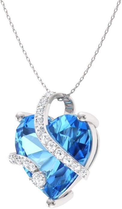 Diamondere Natural and Certified Heart Cut Gemstone and Diamond Wrap Heart Petite Necklace in 14k Solid Gold | 1.68 Carat Pendant with 18 Inch Chain Valentine's Day gift for her