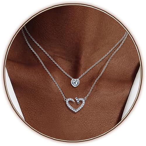 Copper Alloy 14K Gold Plated | 14K Platinum Plated Necklace for Women Double Layer Pendant Necklace Fashionable Multi-Layer Jewelry