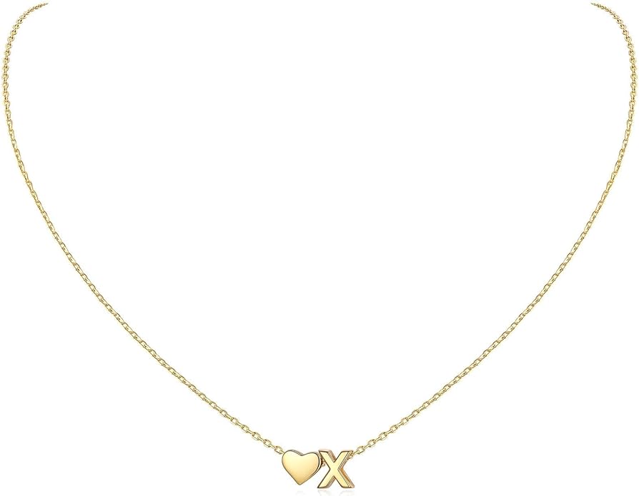 ChicSilver 925 Sterling Silver Heart Initial Necklaces for Women -Dainty Personalized Heart Pendant Letter Alphabet Necklace for Women