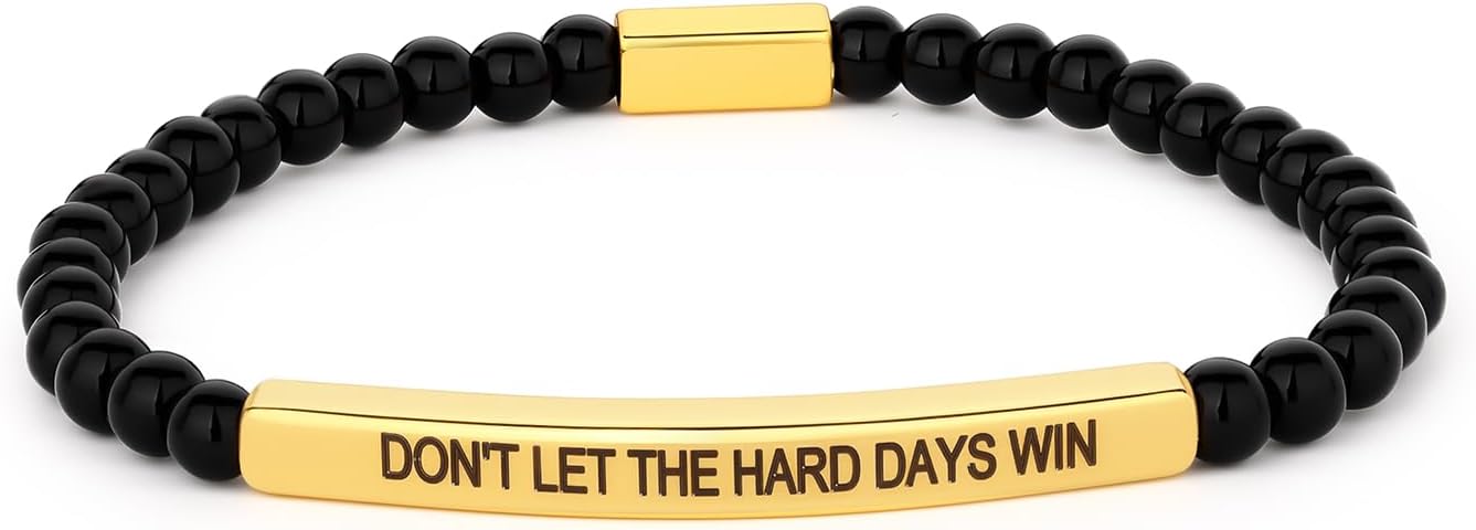 KHKINDPRO Dont Let The Hard Days Win Bracelet for Women Men, Handmade Braided Adjustable Wrap Stainless Steel To My Daughter/Best Friend Inspirational Gifts Ladies Jewelry