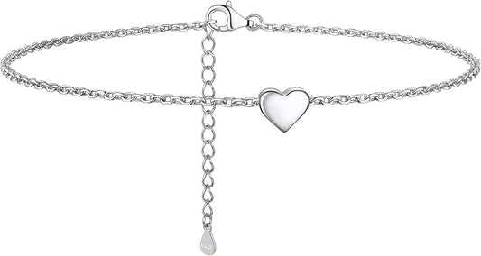 PROSILVER 925 Sterling Silver Ankle Bracelets For Women, Stylish Chain Anklets, Summer Beach Jewelry, 8.6-10.6 Inch Adjustable, Come with Box