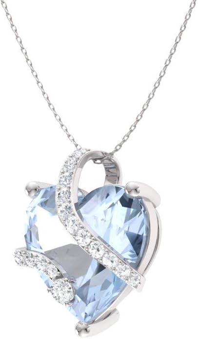 Diamondere Natural and Certified Heart Cut Gemstone and Diamond Wrap Heart Petite Necklace in 14k Solid Gold | 1.68 Carat Pendant with 18 Inch Chain Valentine's Day gift for her