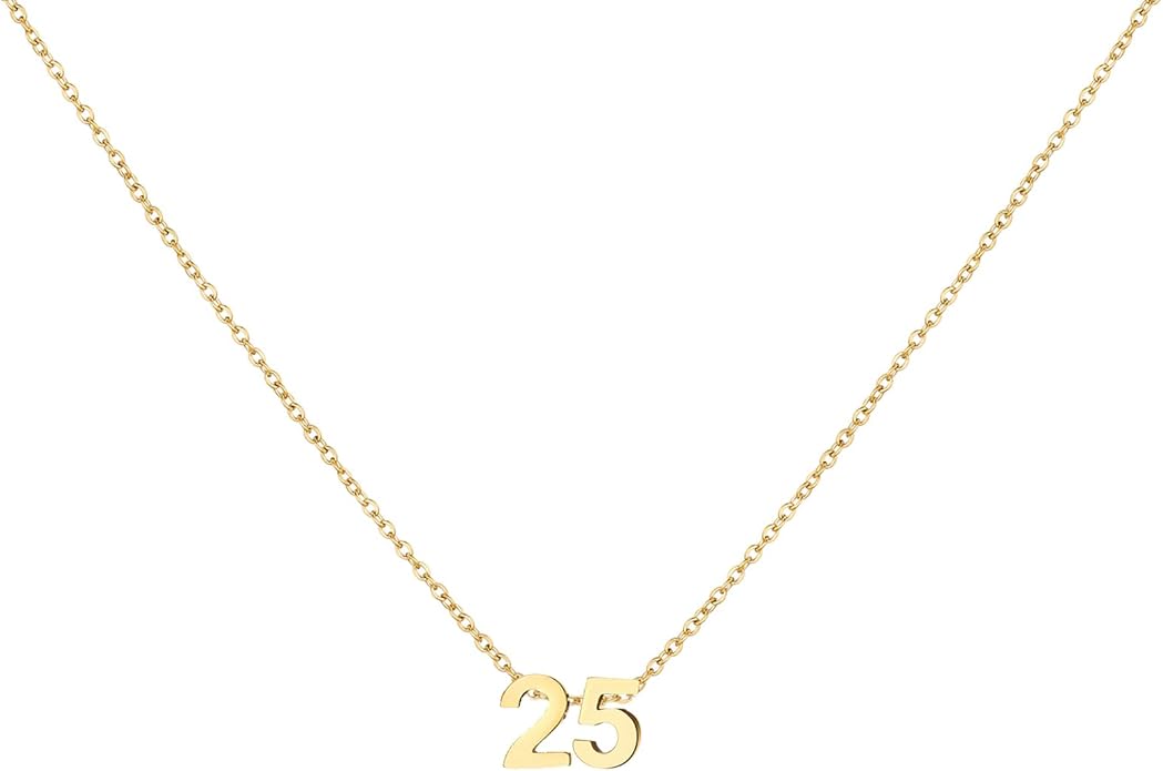 Number Necklace for Women Dainty 18K Gold Plated Pendant Necklace Charm Birth Month Personalized Jewelry Birthday Gift