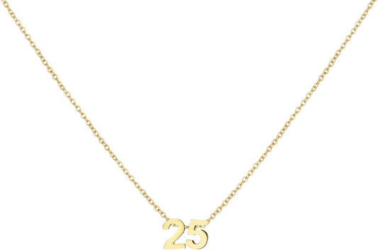 Number Necklace for Women Dainty 18K Gold Plated Pendant Necklace Charm Birth Month Personalized Jewelry Birthday Gift