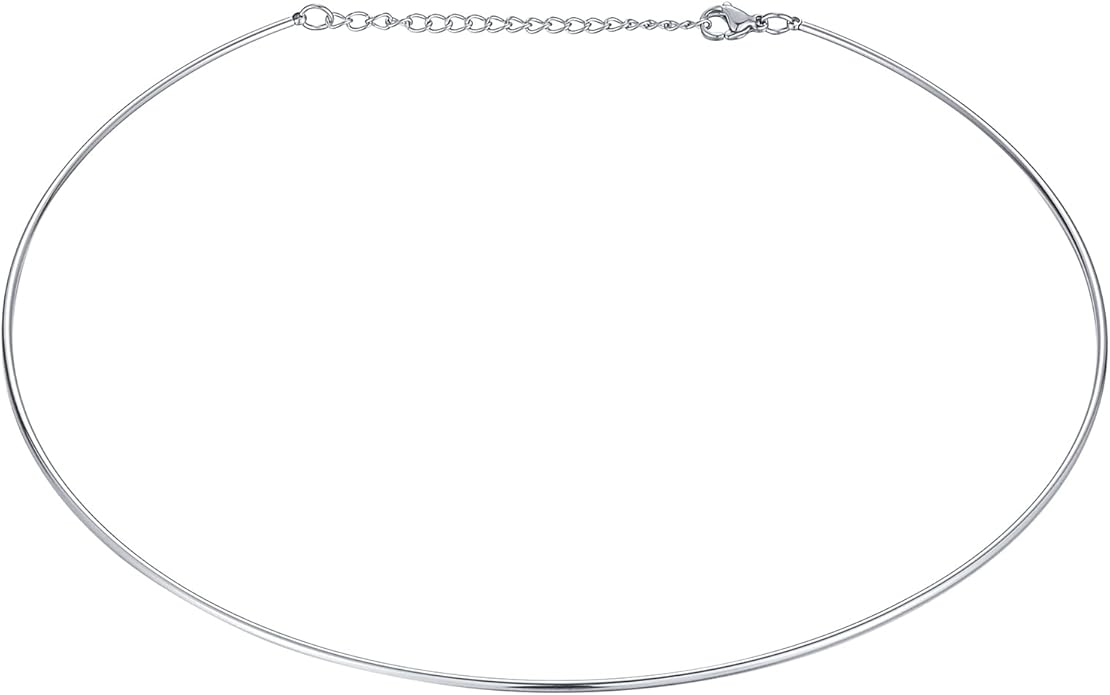 HooAMI Stainless Steel Silver Choker Necklace for Women