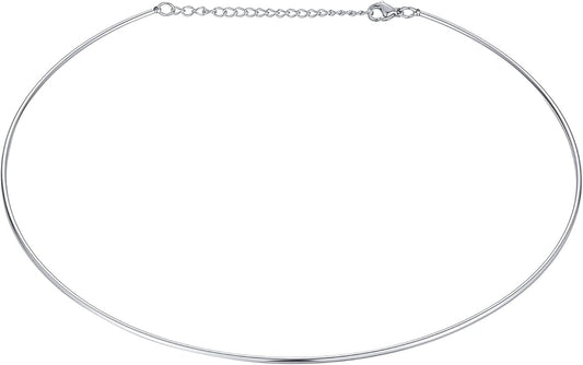 HooAMI Stainless Steel Silver Choker Necklace for Women