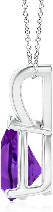 Angara Natural Amethyst Solitaire Pendant for Women | V-Bale Pear-Shaped Amethyst Solitaire Pendant in 14K Solid Gold/Silver/Platinum | February Birthday, Anniversary, Gemstone Jewellery Gift