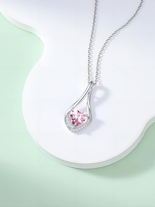 Birthstone Necklaces for Women,18k Yellow/White Gold Plated Forever Love Heart Infinity Pendant Necklace Anniversary Jewelry Christmas Birthday Gifts for Women Her Wife Girlfriend