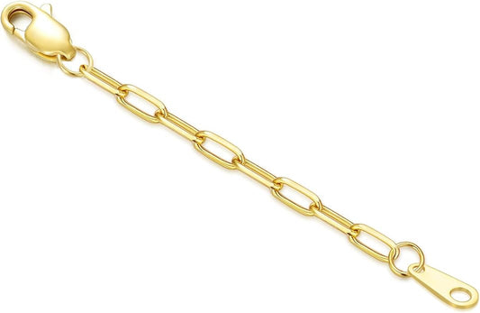 14k Gold Necklace & Bracelet Extender Chain, 1"/1.5"/2"/3"/4"/5" Durable Removable Gold Extension Chain