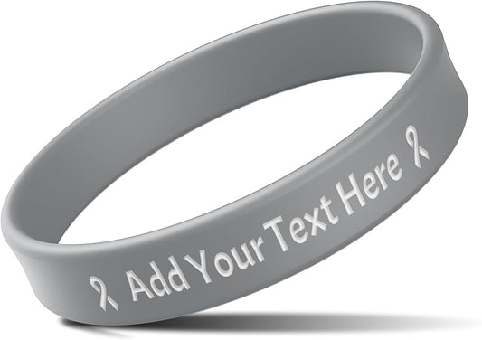 Custom Rubber Bracelets with Text Logo Clipart Customizable Bracelet Personalized 1/2 Inch Silicone Wristbands for Awareness, Events, Support, Promotions