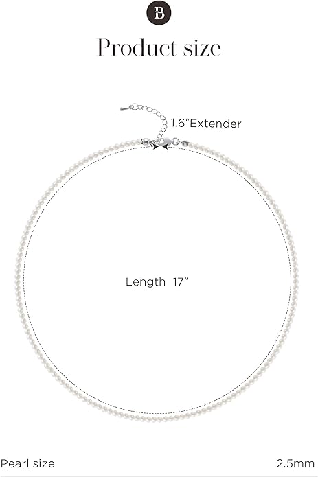 BABEYOND Round Imitation Pearl Necklace Wedding Pearl Necklace for Brides