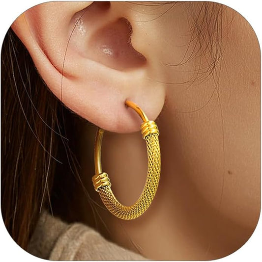 PROSTEEL 30/40/60/80/100mm Chunky Hoop Earrings For Women Gold Plated/Black Stainless Steel Hoops Earrings Statement Jewelry