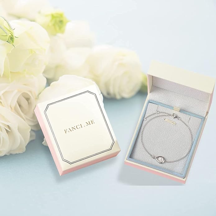 FANCIME Love Bracelet 925 Sterling Silver Infinity Birthstone Bracelets for Women Fine Jewelry Birthday Christmas Gifts for Her Mom Wife, Chain Length 6.7"+1.2" Extend