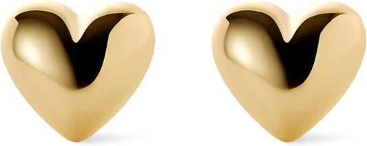 Ana Luisa Puffed Heart Earrings - Heart Charm Huggie Hoops and Earring Stud Styles - Dainty 14K Gold Plated, Silver Rhodium Plated & Mixed Metal Silver & Gold Earrings - Hypoallergenic Water-Resistant