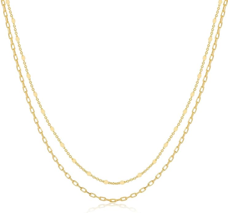 14K Gold Plated Layering Necklaces For Women Gold Necklace Set, Cuban Link, Snake Chain, Paperclip Layered Chains, Twisted Rope and Twisted Chain, Trendy Layering Necklace
