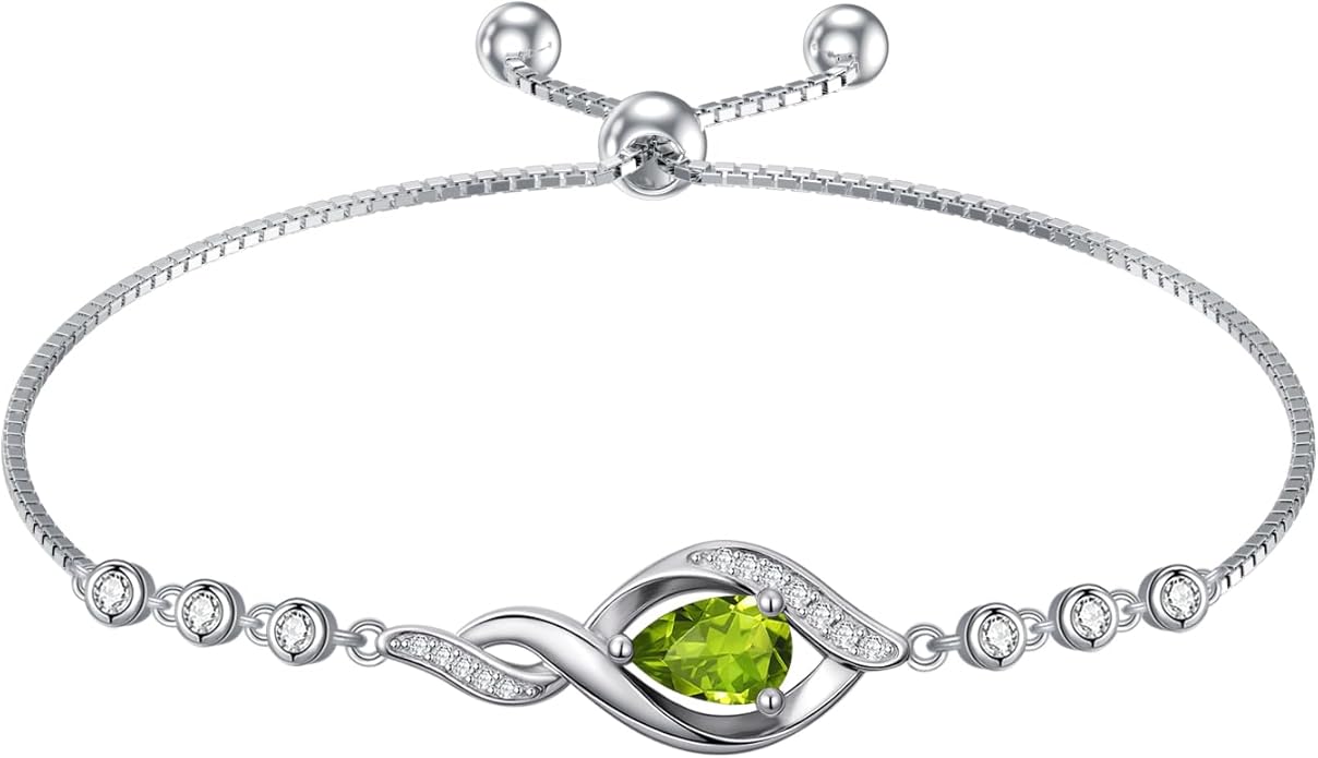 Christmas Gifts Birthstone Bracelet for Women 925 Sterling Silver Infinity Love Jewelry Birthday Gifts for Women Mom Wife Girlfriend