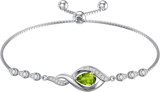 Christmas Gifts Birthstone Bracelet for Women 925 Sterling Silver Infinity Love Jewelry Birthday Gifts for Women Mom Wife Girlfriend